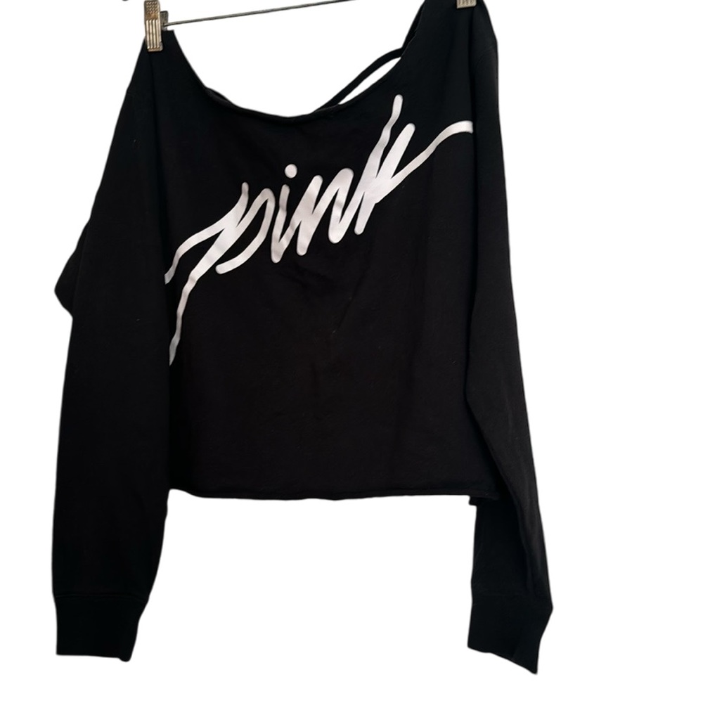 Victoria’s Secret PINK Black crop sweatshirt with strappy back